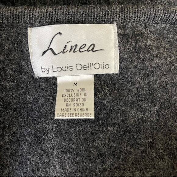 Linea grey wool embroidered floral knit open cardigan jacket sweater medium - Picture 6 of 7